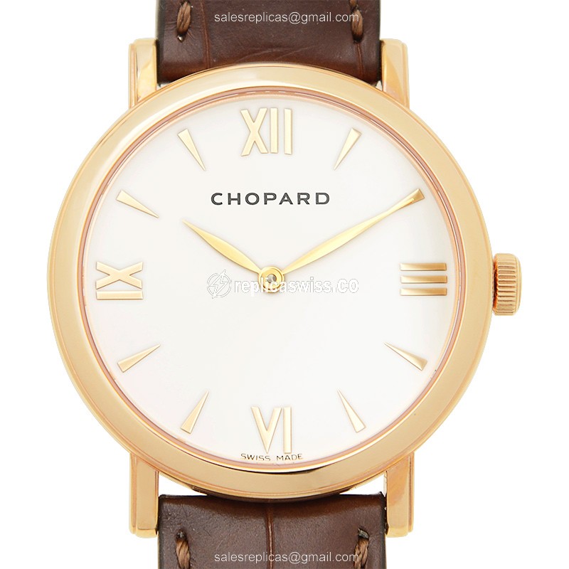 Chopard Classic 163154-5201 - Manual - 18kt Rose Gold - White Dial - Brown Alligator Buckle